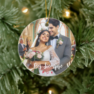 Valentijnsdag Snoep Hearts Aangepaste foto Spaans Keramisch Ornament