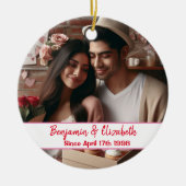 Valentijnsdag Snoep Hearts Aangepaste foto Spaans Keramisch Ornament (Voorkant)