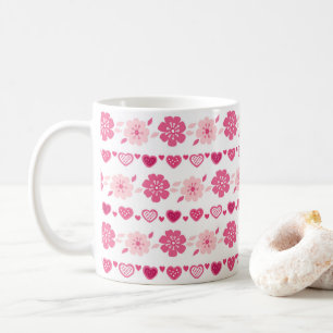 Valentijnsdag Snoep Hearts Flowers Patroon Koffiemok