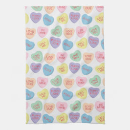 Valentijnsdag Snoep Hearts Kitchen Towel Theedoek