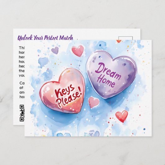 Valentijnsdag Snoep Realty Homebuyer Marketing Briefkaart (Voorkant / Achterkant)