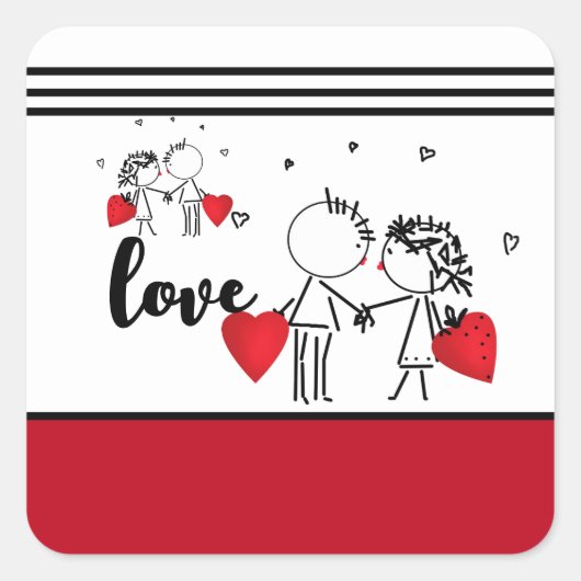 Valentijnsdag Sokken Vierkante Sticker (Voorkant)