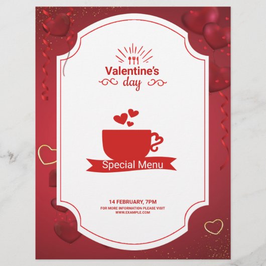 Valentijnsdag Special Menu Kaart (Voorkant)