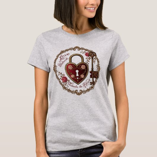 Valentijnsdag special Unlock the love T-Shirt. T-shirt (Voorkant)