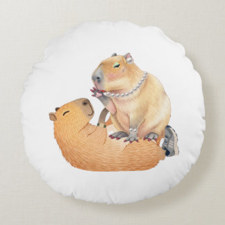 Valentijnsdag speciale capibara ronde kussen
