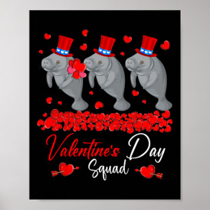 Valentijnsdag Squad Drie Schattige Lamantijnen Die Poster