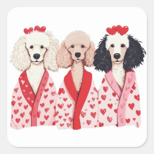 Valentijnsdag Standaard Poedel Honden Vierkante Sticker