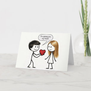 Valentijnsdag Stick Figure Jongen  Kaart