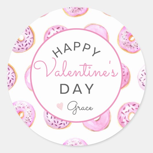 Valentijnsdag Sticker, donut Sticker, Ronde Sticker (Voorkant)