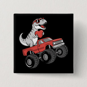 Valentijnsdag T Rex Dinosaurus Rijdt op Monster Tr Vierkante Button 5,1 Cm