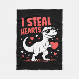 Valentijnsdag T-rex I Steal Hearts Dinosaur Love Fleece Deken