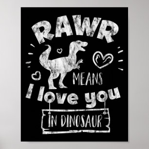 Valentijnsdag T-rex Rawr Betekent Ik Hou Van Jou I Poster