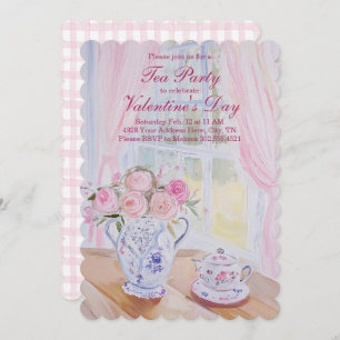 Valentijnsdag Tea Party bewerkbare uitnodiging