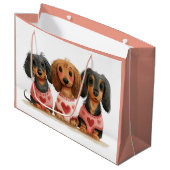 Valentijnsdag Teckel Dogs Groot Cadeauzakje (Voorkant Gekanteld)