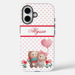 Valentijnsdag Teddbeer Koppel Verliefd Case-Mate iPhone 16 Hoesje