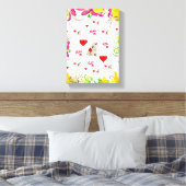Valentijnsdag Teddy Bear met verrekend Canvas Afdruk (Insitu (Slaapkamer))