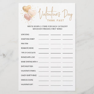 Valentijnsdag Think Fast, Think Quick party game