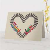 Valentijnsdag Train Railroad Heart Kaart (Gele Bloem)