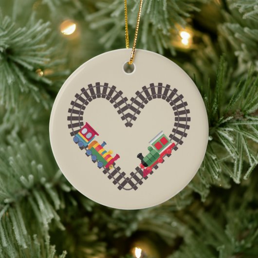 Valentijnsdag Train Railroad Heart Keramisch Ornament (Boom)