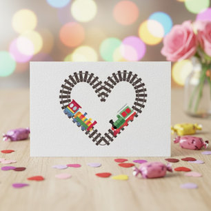 Valentijnsdag Trein Spoorweg Hart Briefkaart