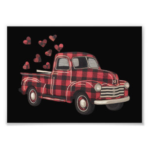 Valentijnsdag Truck Funny Buffalo Plaid Leopard Foto Afdruk