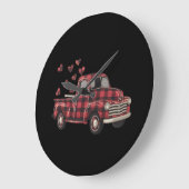 Valentijnsdag Truck Funny Buffalo Plaid Leopard Grote Klok (Hoek)