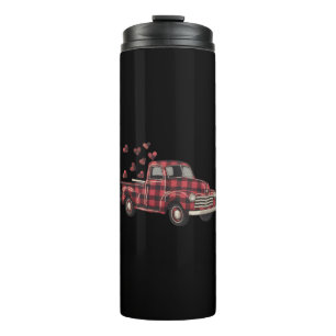 Valentijnsdag Truck Grappige Buffalo Plaid Luipaar Thermosbeker