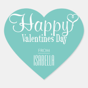 Valentijnsdag Turquoise Heart Sticker 1,5 x 1,5 in
