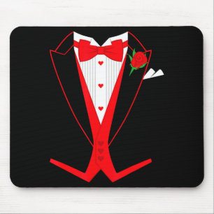 Valentijnsdag Tuxedo Rode Strik Costuum Voor Man Muismat
