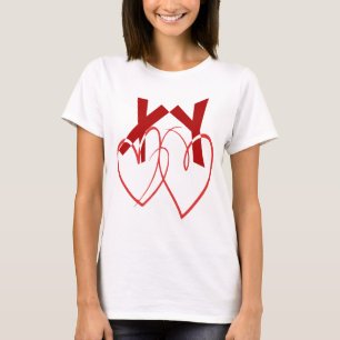 Valentijnsdag twee liefdevolle rode harten t-shirt