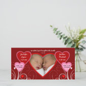 Valentijnsdag - Twins Baby aankondiging (Staand voorkant)