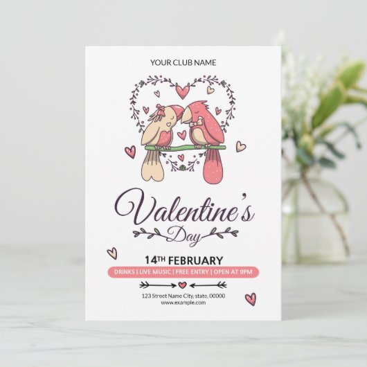 Valentijnsdag Uitnodiging Flyer (Staand voorkant)