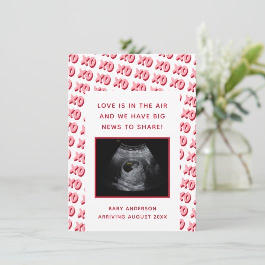 Valentijnsdag Ultrasound Zwangerschap Aankondiging (Staand voorkant)