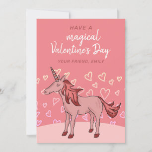 Valentijnsdag Unicorn Hart Kids Klaslokaal Feestdagenkaart