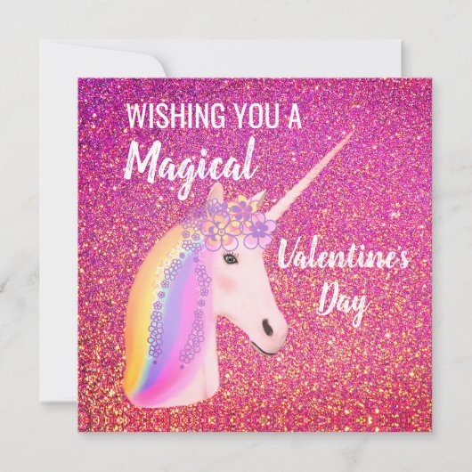 Valentijnsdag Unicorn Magic Pink Glitter Sparkle (Voorkant)