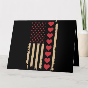 Valentijnsdag US Flag Hearts Kaart