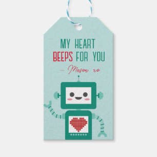 Valentijnsdag van de klas Robot piept Label Cadeaulabel