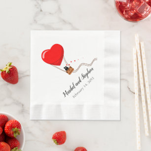 Valentijnsdag van Hot Air Ballon Wedding Napkins Servet