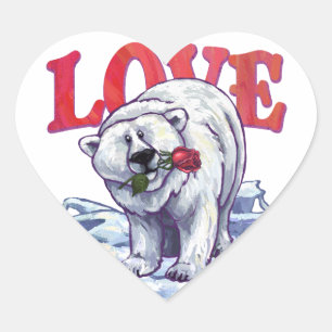 Valentijnsdag van poolBeer Hart Sticker