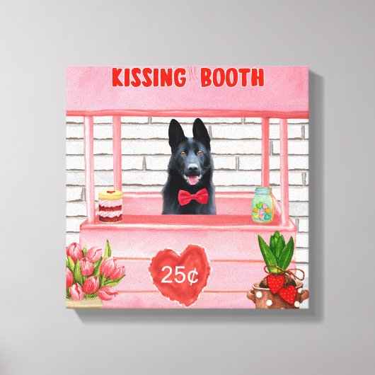 Valentijnsdag van Shepherd Dog Kissing Booth Canvas Afdruk (Voorkant)