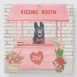 Valentijnsdag van Shepherd Dog Kissing Booth Stenen Onderzetter