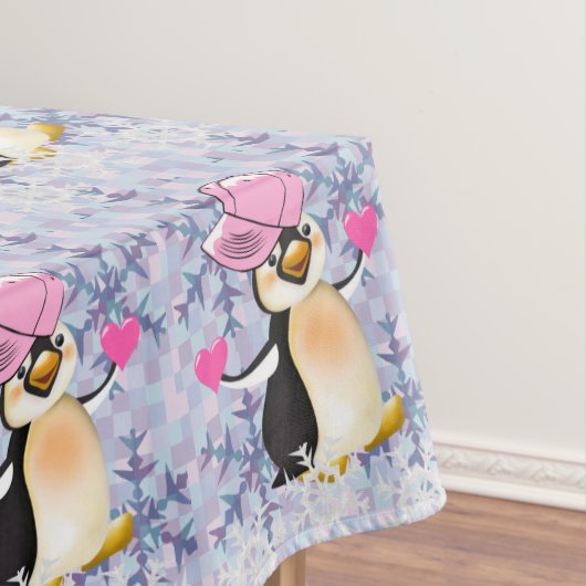 Valentijnsdag van tablet Penguin Hearts Tafelkleed (Voorbeeld)