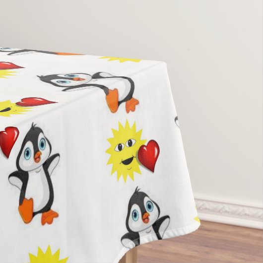 Valentijnsdag van tablet Penguin Hearts Tafelkleed (Voorbeeld)