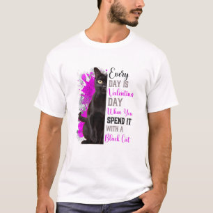 Valentijnsdag van vrouwen Zwarte Kat mama Funny T-shirt