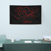 Valentijnsdag VERBONDEN HARTS ROMANTIC RED Spandoek (Beurs)