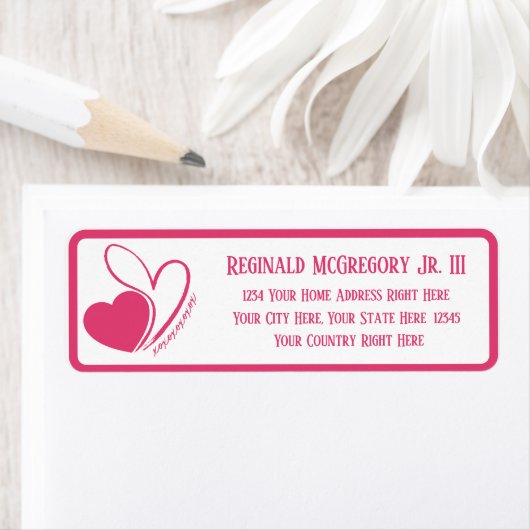 Valentijnsdag vervormde gekantelde harten adres etiket (Insitu)