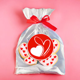 Valentijnsdag vervormde gekantelde harten ronde sticker