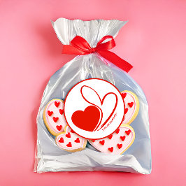 Valentijnsdag vervormde gekantelde harten ronde sticker