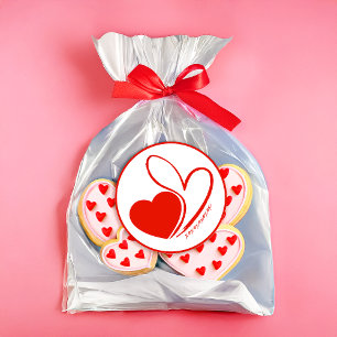 Valentijnsdag vervormde gekantelde harten ronde sticker