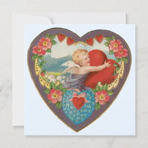 Valentijnsdag, Victoriaans Cherub harten Feestdagenkaart